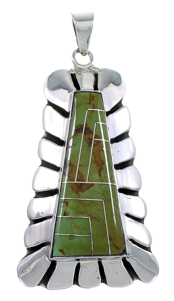 Sterling Silver Turquoise Inlay Southwest Slide Pendant BW71024